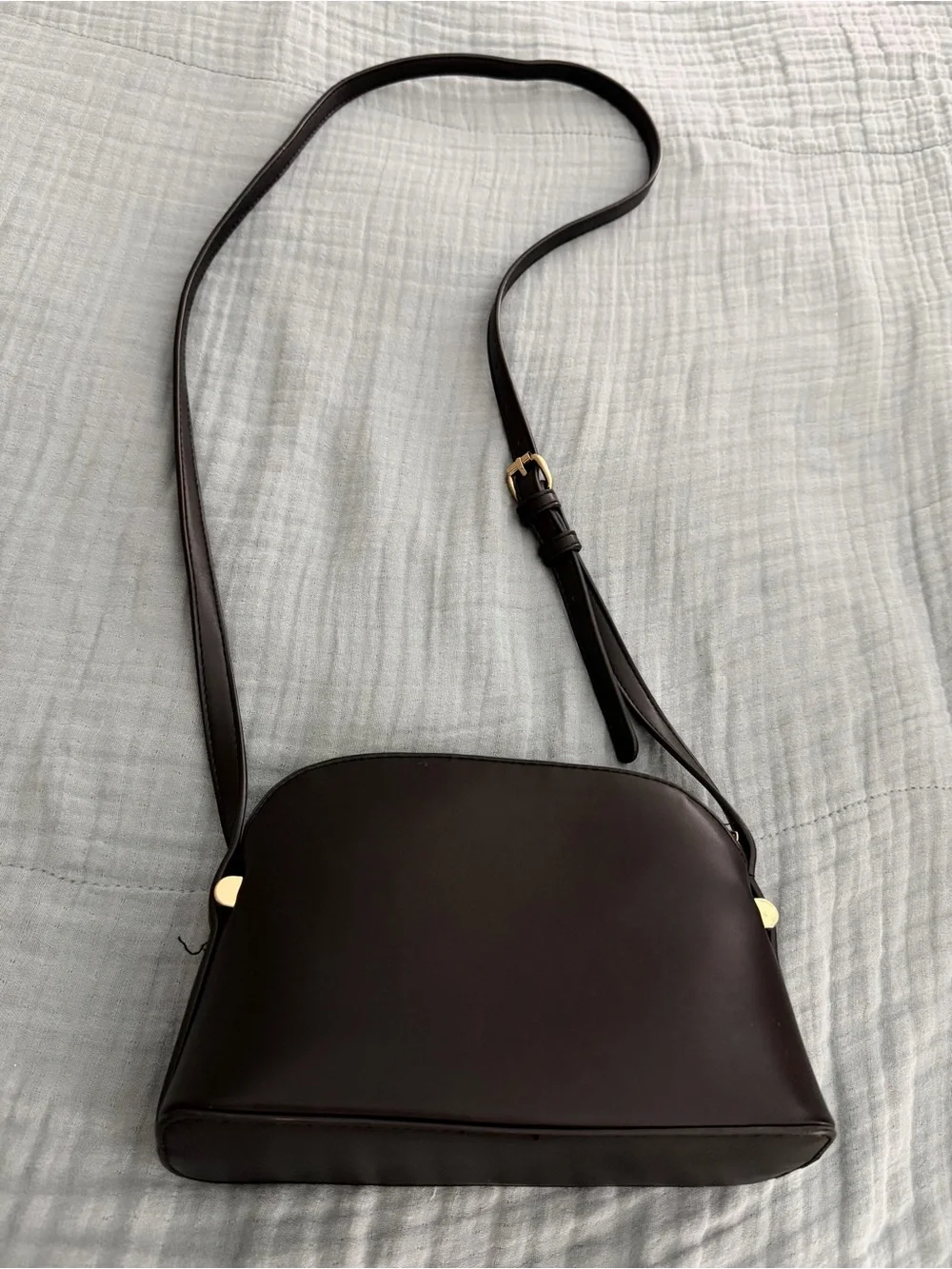 A New Day Minimalist Black Leather Crossbody with Adjustable Strap EUC